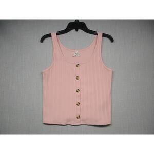 Mudd Y2K Pink Casual Lightweight Stretch‎ Button Front Tank Top Womens Size XL
